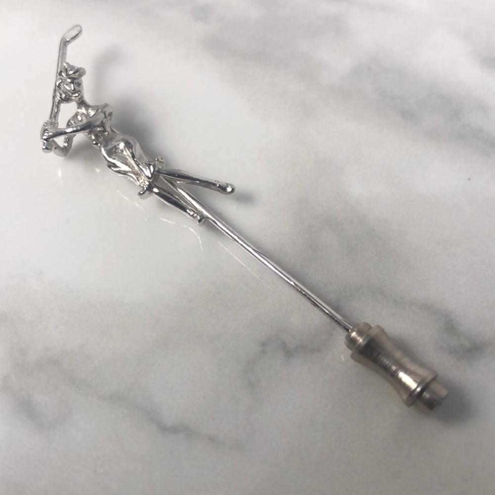 Golf pin woman golfer Sterling silver‎ hat pin